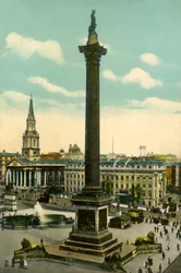 Coluna de Nelsons e Trafalgar Square, Londres, c1910.