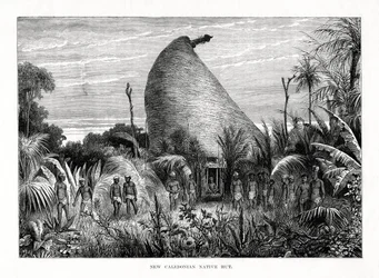 Cabana nativa da Nova Caledônia, sudoeste do Pacífico, 1877