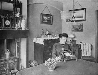 Quarto novo em uma moradia modelo, Londres, c1900 1901