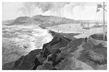 Newcastle, de Nobbys Head, Nova Gales do Sul, Austrália, 1886