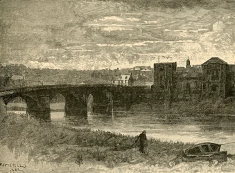 Ponte e castelo de Newport, 1898.