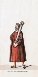 Nobre com coluna de prata, figurino para peça de Shakespeares, Henrique VIII, século XIX