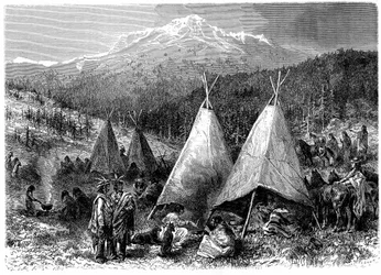 América do Norte acampamento indiano em Oklahoma, 1889