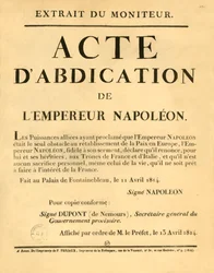 Aviso anunciando a abdicação do Imperador Napoleão, 11 de abril de 1813, 1921.