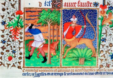 Novembro: alimentação de porcos e Sagitário, c1423