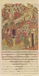 Novgorod veche. Arcebispo Spyridon na Corte de Yaroslav II Vsevolodovich Do Comp Iluminado
