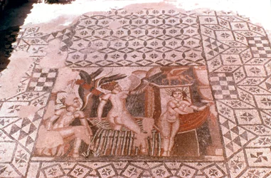 Ninfas, mosaico romano, Volubilis, Marrocos