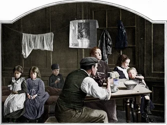 Quarto antigo em Slumland, Londres, c1900 1901