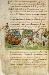 Campanha de Oleg de Novgorods contra Constantinopla da Crônica de Radziwill, século XV