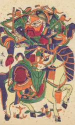 Cento e trinta e cinco estampas de blocos de madeira, incluindo fotos de Ano Novo nianh..., século 19-20.