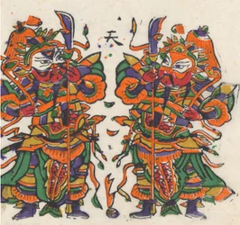 Cento e trinta e cinco xilogravuras incluindo imagens de Ano Novo nianh..., século XIX-XX.