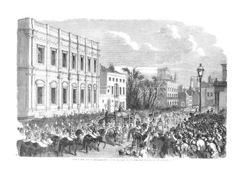 Abertura do Parlamento - A procissão real passando por Whitehall., 1854