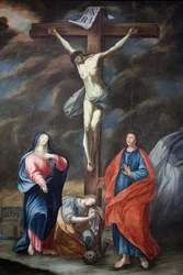 A igreja de Nossa Senhora da Assunção. Crucifixo pintura Cordon France