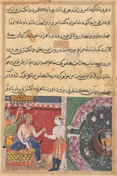 Página de Contos de um papagaio Tuti-nama: Décima oitava noite: O príncipe ..., c. 1560