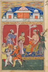 Página de Contos de um papagaio Tuti-nama: Oitava noite: A provação dos príncipes continua ..., c. 1560