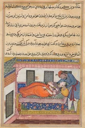 Página de Contos de um papagaio Tuti-nama: Quadragésima noite: marido Shahr-Arais ..., c. 1560