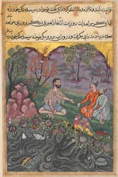 Página de Contos de um papagaio Tuti-nama: Quadragésima sexta noite: O Raja de Ujjain ..., c. 1560