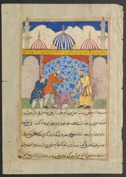 Página de Contos de um papagaio Tuti-nama: Décima sétima noite: O jovem ..., c. 1560