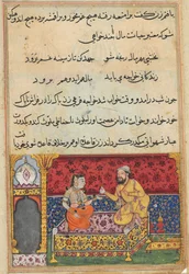Página de Contos de um papagaio Tuti-nama: Décima sétima noite: O jovem ..., c. 1560