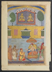 Página de Contos de um papagaio Tuti-nama: Terceira noite: O ourives e o carpinteiro ..., c. 1560