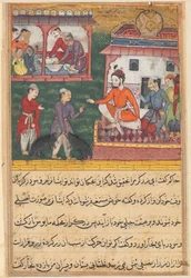 Página de Contos de um papagaio Tuti-nama: Terceira noite: O ourives julgou, os filhotes de urso ..., c. 156