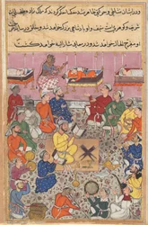 Página de Contos de um papagaio Tuti-nama: Décima terceira noite: O filho pequeno do rei ..., c. 1560