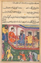 Página de Contos de um papagaio Tuti-nama: Trigésima sexta noite: casamento Mahrusas ..., c. 1560