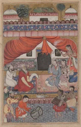 Página de Contos de um papagaio Tuti-nama: Trigésima terceira noite: Preparação para o casamento ..., c. 156
