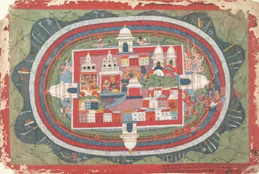 Página de uma vida dispersa do manuscrito do Bhagavata Purana de Krishna, ca. 1775