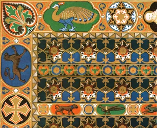 Teto de madeira pintado na catedral em Messina, Sicília, Itália, 1928.