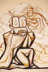 Pintura na catedral de Lome : Moisés e as mesas da lei, Lome, Togo