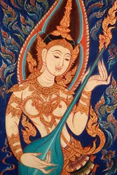 Pintura mostrando um apsara tocando música, Lecce, Italie