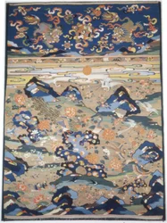 Tecido para móveis de painel, China, dinastia Ming tardia 1368-1644 Dinastia Qing 1644-1911...
