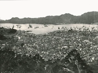 Vista panorâmica da cidade, Nagasaki, Japão, 1895.