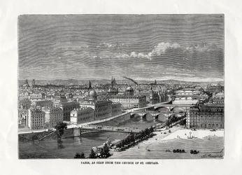 Paris, como visto da igreja de St Gervais, França, 1879