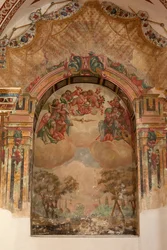 Igreja paroquial (Iglesia de San Agustín). Interior. Uma capela. Pinturas murais. Escola de Zurbaran. Uma capela. Barroco. Século XVII.