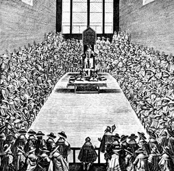 Parlamento em sessão no reinado de Tiago I, início do século XVII, c1902-1905