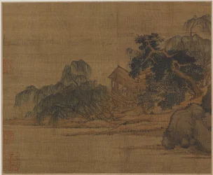 Pavilhão em promontório arborizado, Possivelmente dinastia Ming, 1368-1644.