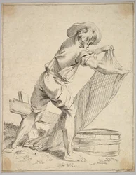 Camponês com rede de peixes, século XVIII.