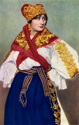 Camponesa em traje nacional, Checoslováquia, 1922