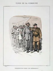 Procure em uma gráfica, Paris Commune, 1871.