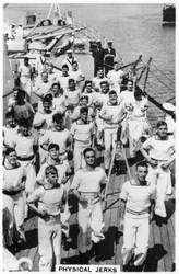 Empurrões físicos, exercício a bordo do HMS Devonshire, 1937