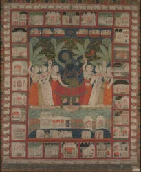 Tapeçaria de Pichvai com a Adoração de Shri Nathaji, 1825-1850.