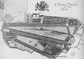 Plano do Palácio e Parque de St Jamess na época de Carlos II, c1700 1878