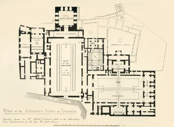 Planta do palácio da Alhambra em Granada, século XIX, 1907