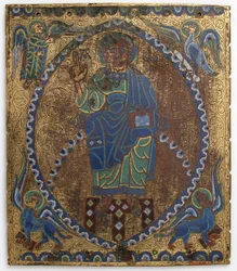 Placa de Cristo em Majestade, francês, século XII-XIII.