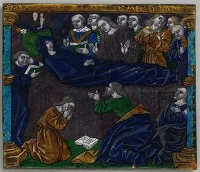 Placa com a Morte da Virgem, francesa, início do século XVI.