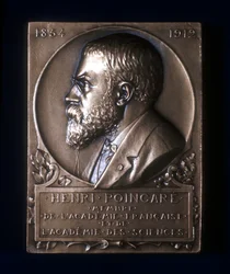 Placa comemorativa da morte de Henri Poincaré, matemático francês, 1912