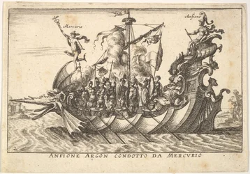 Ilustração 2: O Argonauta Amphion liderado por Mercury Anfione Argon. condotto da Mercurio, com ..., 1664.