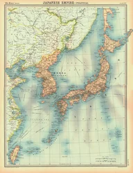 Mapa político do Império Japonês, início do século XX